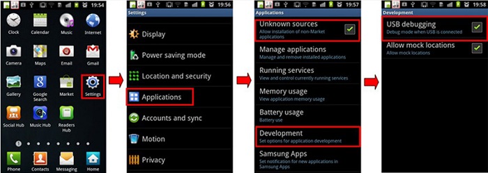 enable usb debugging on android 2.3 or earlier